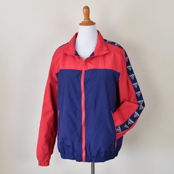 GUESS Vintage Style Zip Up Windbreaker Jacket L - Picture 1 of 11